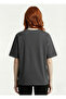 Women's Relaxed Fit Dark Gray T-Shirt - 2