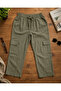 Women's Olive Green Linen Blend Cargo Trousers - 5