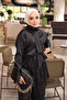 Black Tie Collar Polka Dot Satin Suit - 3