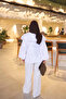 White Collared Lace-Up Waist Tie Shirt - 4