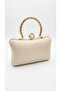 Cream Color Plain Pearl Chain Evening Dress Clutch Bag 14X23 cm - 2