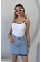 Women's Light Blue Stone Washed High Waist Mini Denim Skirt with Pockets - 4
