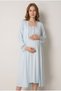 Women's Blue Lace Special Design New Season 2-Piece Maternity Nightgown Set with Dressing Gown