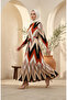 Bürümcük Fabric Zigzag Patterned Hijab Dress 0580A-02 Tile Mink - 2