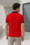 Men's Regular Fit Embroidered Contrast Collar Red Polo Neck T-Shirt - 5