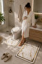 Non-Slip Based Washable 3-Piece Toilet Set White Bath Mat – Modern Bathroom Rug - 2