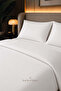 Aurelia Pure White 100% Cotton Satin Double Duvet Cover Set - 2