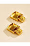 Women Gold And Black Earrings - 2
