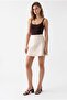 2190 Women's A-Line High Waist Elastic Mini Shorts Skirt Beige - 3