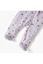 Floral Print Sleepsuit with Long Sleeves and Zip Closure - 4