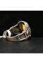Antimony Silver Amber Ring – 11.5x25mm Butterscotch Cabochon Men's Ring 7.5g - 6