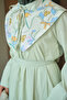 Women's Detachable Collar Patterned Waist Tie Dress Green - 8