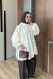 Women's Collar Tie-Up Floral Embroidery Detail Half-Button Tunic Cream - 3