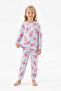 Girl's 100% Cotton and Filamingo Patterned Pajama Set 3-8 Years 12744Is