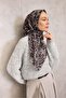 Cotton Polyester Soft Scarf Black Lilium Patterned Non-Slip Textured 90X90 - 3