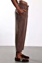 Brown Elastic Waist Carrot Cut Trousers 581175 - 5