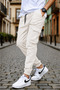 Men's Cargo Pocket Pants Cotton Lycra Side Pocket Trousers