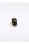 Natural Stone Black Yemen Agate Natural Stone Women's Antique Adjustable Ring Euy94Syma - 5