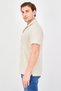 Men Relaxed Fit Textured Short Sleeve Casual Shirt, Light Beige - 2
