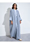Light Blue Graphic Embroidered Open Front Abaya