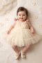 Baby Girl Birthday Party Wedding Dress Short Sleeve Strap Sleeveless Lined Tulle Rose Floral - 2