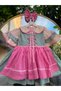 Baby Girl Pink Plaid Blue Retro Model Timeless Design Dress + Buckle (100% Cotton) - 5