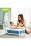 Tubby Foldable Baby Bath Tub for 0-5 Years | Portable Infant Bathtub with Temp Meter - (BLUE) - 2