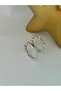 Single Stone Detailed Hoop Earrings (Steel)