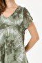 Khaki Italian Batik Patterned Lined Midi Length Dress Size 38 - 42 - 6