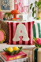 Punch Embroidered Throw Pillow Cover - 43*43 cm - Pink Letter a - Pnk001