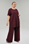67067 Plus Size T-Shirt and Pants Modal Set - Burgundy - 4