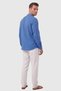Blue 97% Cotton Muslin Fabric Breathable Summer High Collar Relaxed Fit Men's Shirt 2602620 - 6
