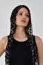 Sequin Detailed Wide Hole Summer Knitted Beanie Y8251 Black - 3