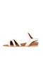 Beige Leather Women's Flat Sandals - 3