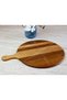Natural Acacia Wood Round Pizza and Presentation Board, Large Wooden Charcuterie Tray with Handle (42 X 54.5 X 1.5 cm) - 4