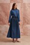 Dark Blue-Beli Pleated Detailed Denim Skirt - 2