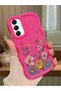 Samsung Galaxy A14 5g Compatible Case Camera Protector Red Silicone Couple Phone Case Floral Pattern