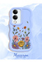 Vivo Y19E Compatible Case Camera Protector Blue Silicone Couple Phone Case Floral Pattern - 2