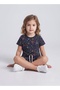 Girls Navy Multicolor Heart Print Co-ord Set - 3
