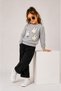 Rabbit Embroidered Gray Girls' Sweatshirt - 3