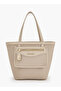 Monogram Print Tote Bag with Front Pocket