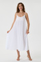 White Italian 100% Linen Long Linen Dress with Straps Size 38 - 42