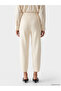 Ecru Textured Women's Trousers with Elastic Waist - 4
