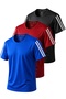 3-Piece Sleeve Stripe Quick Dry Breathable Fabric Sports T-Shirt
