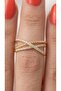 Double Row Cross Model Adjustable Women's Ring with Zircon Stone Gold & Silver Color Stylish Elegant Design Steel Look - 4