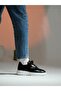 Jesse Model Genuine Leather Handmade Black Leather Sneaker Shoes - 2