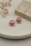 Pair of Yellow Tone Bijoux Earrings with Pink Tulip Motif - Elegant and Stylish Design - 6
