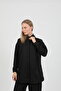 Black Hidden Button Elastic Waist Shirt and Trousers Set 8660 - 2