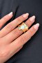 Steel Selene Stone Ring Gold - 2