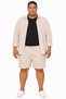 Battal Size Men's Beige Muslin Shorts 100% Cotton Above Knee Comfortable Fit - 2
